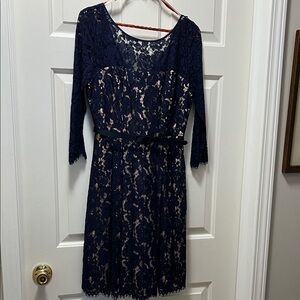 Elegant Navy Lace Dress